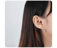 Beautiful Heart Silver Hoop Earring HO-2578